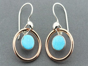 copper & silver halo earring with turquoise - Makers & Providers