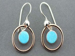 copper & silver halo earring with turquoise - Makers & Providers