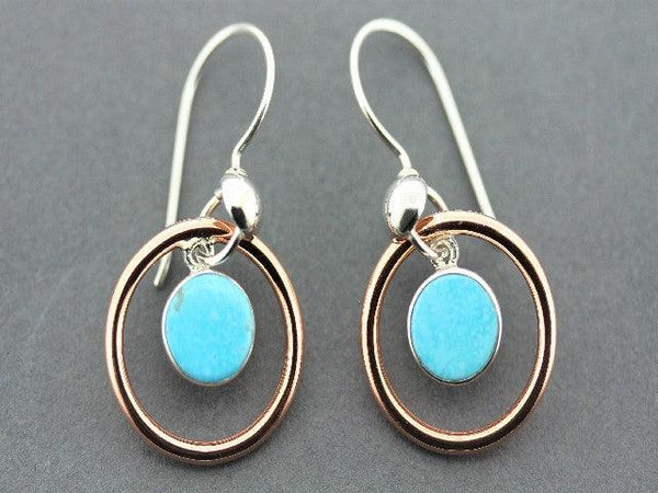 copper & silver halo earring with turquoise - Makers & Providers