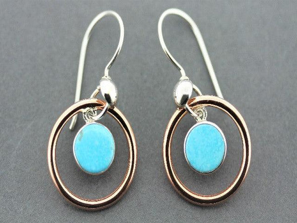 copper & silver halo earring with turquoise