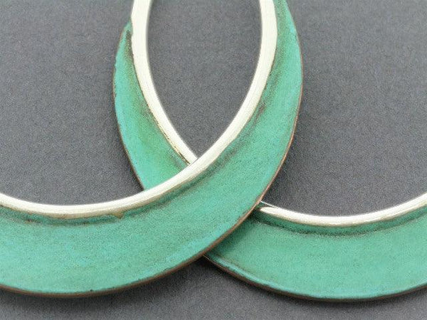 Large hoops - silver & copper with patina