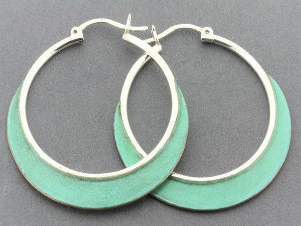 Large hoops - silver & copper with patina