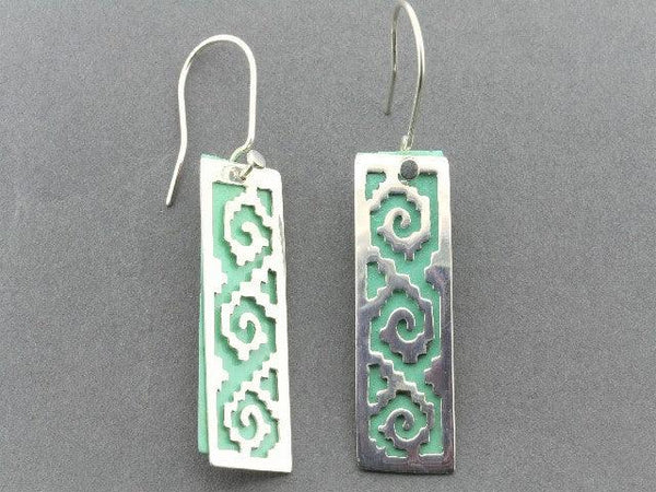Double Aztec earring - silver & copper with patina - Makers & Providers