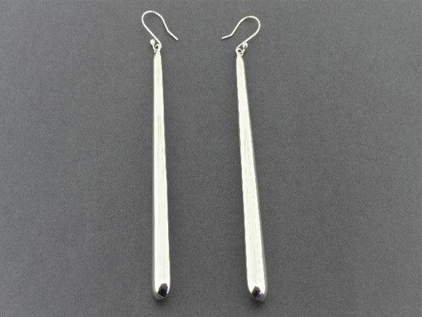 long tubular drop earrings - sterling silver