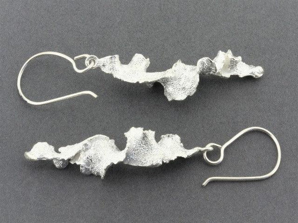 Torn spiral drop earrings - silver sparkle - Makers & Providers