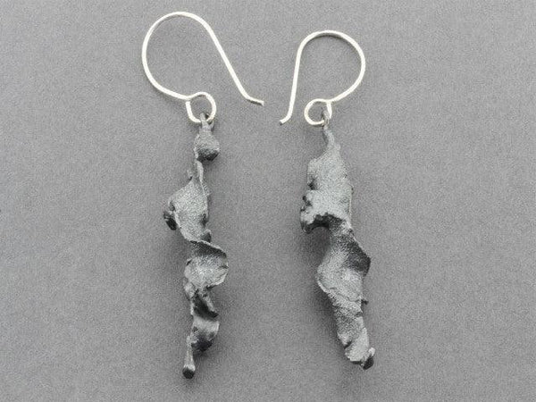Torn spiral drop earring - oxidized sterling silver - Makers & Providers