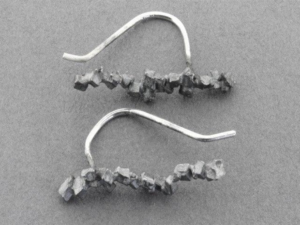 Druzy post earring - oxidized silver