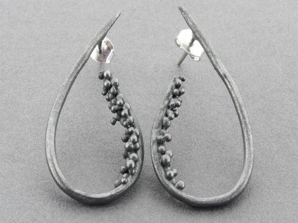 beaded teardrop earring - oxidized silver - Makers & Providers