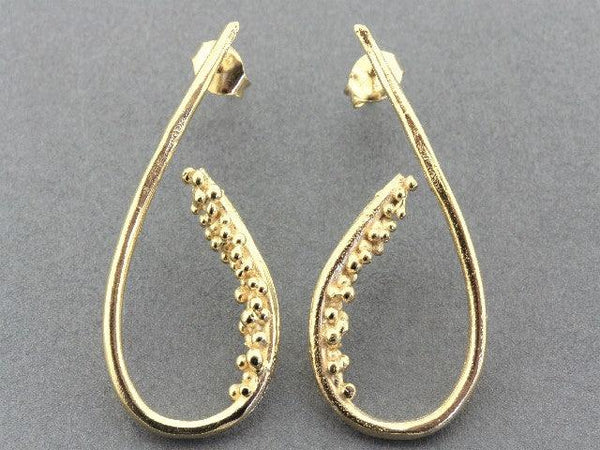 beaded teardrop earring - gold over silver