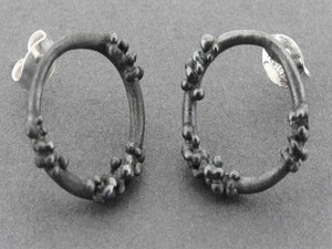 beaded circle hoop - oxidized silver - Makers & Providers