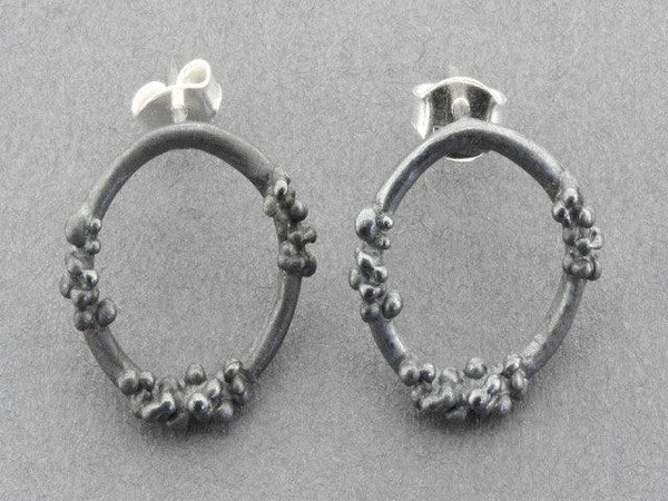 beaded circle hoop - oxidized silver - Makers & Providers