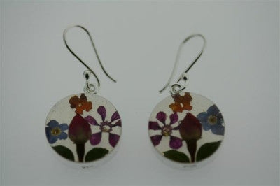 flower in resin earring - circle - Makers & Providers