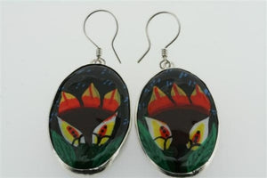 hand painted ceramic earring -flor - Makers & Providers
