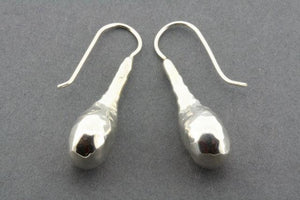 teardrop hook earring - battered - sterling silver - Makers & Providers
