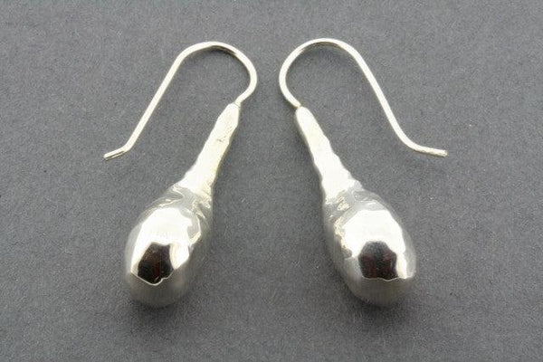 teardrop hook earring - battered - sterling silver - Makers & Providers