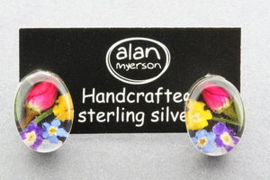 Flower in resin stud - oval - Makers & Providers