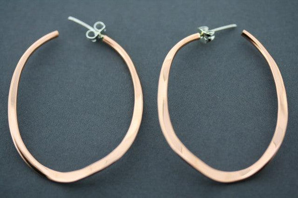 copper twisted oval hoop stud