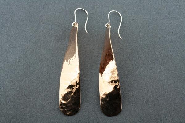 Hammered twisted copper drop earring