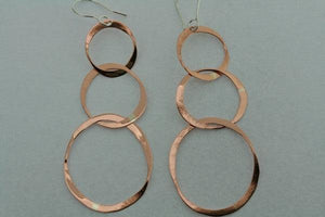 3 x copper disc drop earring - Makers & Providers