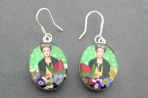 Frida flower earring - green - sterling silver - Makers & Providers