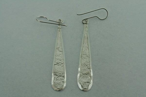 long textured teardrop earring - sterling silver - Makers & Providers