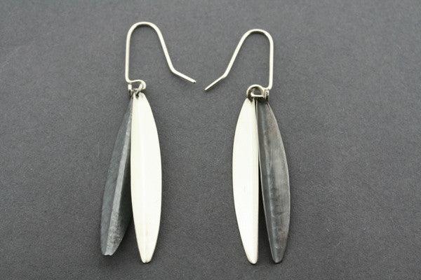 angled silver/oxidized earring - Makers & Providers