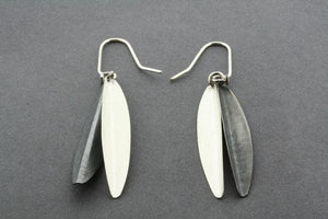 angled silver/oxidized earring - Makers & Providers