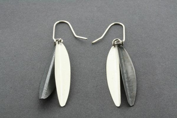angled silver/oxidized earring - Makers & Providers
