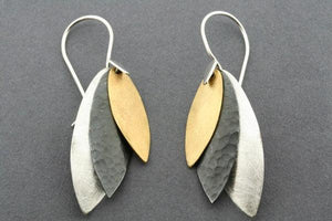 narrow 3 spear silver & gold earring - Makers & Providers
