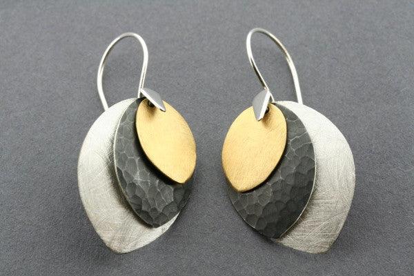 3 shield silver & gold earring - Makers & Providers