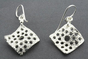 curved diamond with cutout circles earring - sterling silver - Makers & Providers