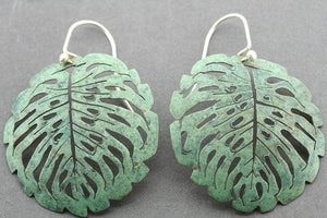 copper patina fan earring - Makers & Providers