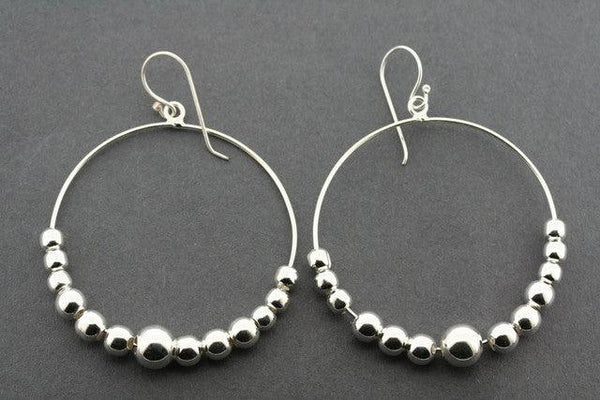 Sterling Silver 13 Bead Hoop Earrings