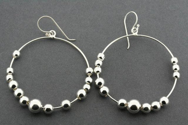 Sterling Silver 13 Bead Hoop Earrings