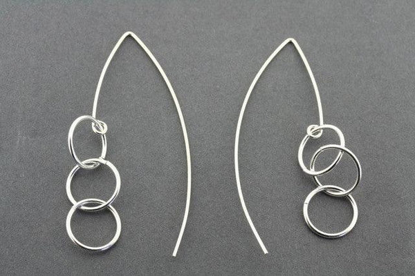 3 drop ring earring - sterling silver - Makers & Providers