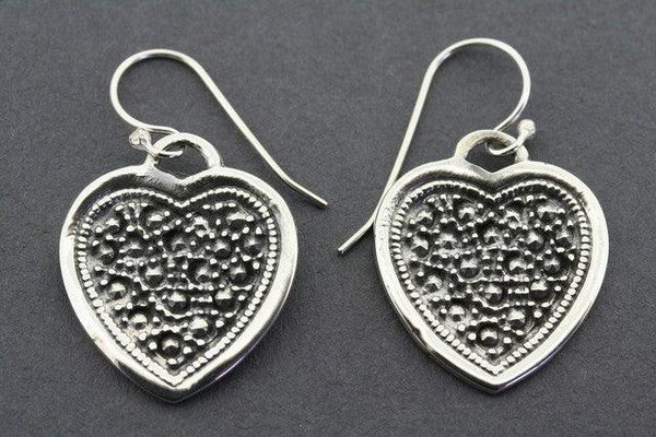 Beaded heart earring - sterling silver - Makers & Providers
