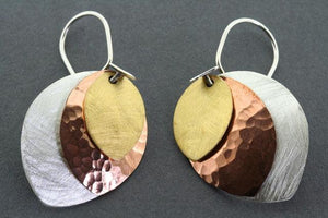 silver/copper/brass almond earring - Makers & Providers