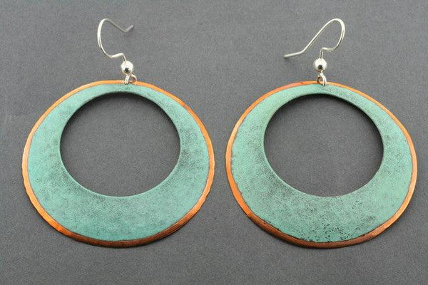 copper patina hoop earring - 50mm