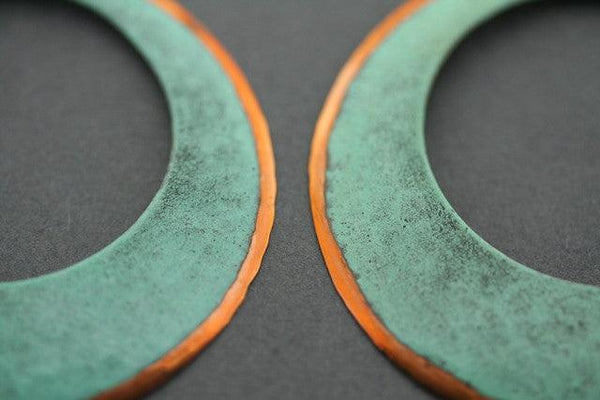 copper patina hoop earring - 50mm