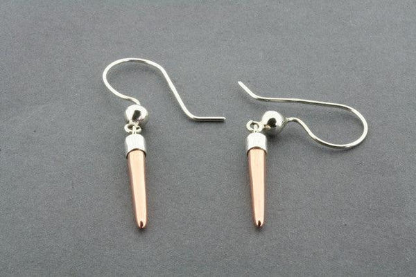 silver & copper bullet earring - Makers & Providers