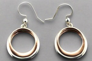 2 x copper & silver flattened earring - Makers & Providers