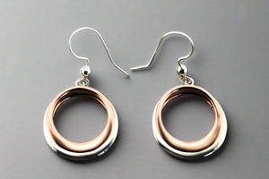 2 x copper & silver flattened earring - Makers & Providers