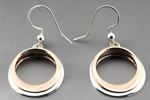 2 x copper & silver flattened earring - Makers & Providers