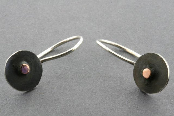 small oxidized & copper disc earring