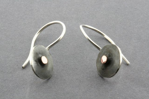 small oxidized & copper disc earring