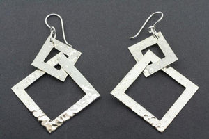 2 x battered diamond earring - sterling silver - Makers & Providers