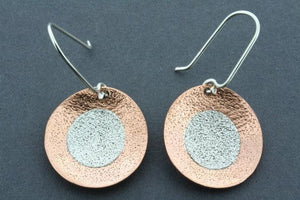 copper & silver textured disc earring - Makers & Providers