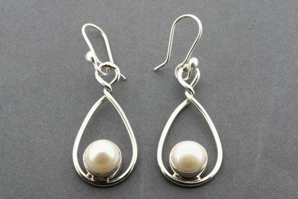 pearl oval twisted drop earring - sterling silver - Makers & Providers