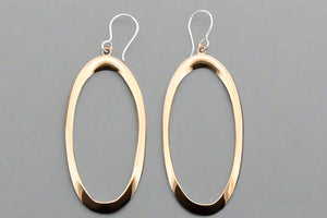 Narrow oval copper drop earring - Makers & Providers