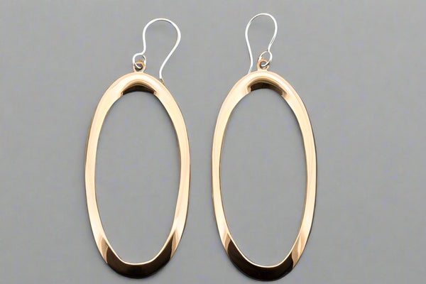 Narrow oval copper drop earring